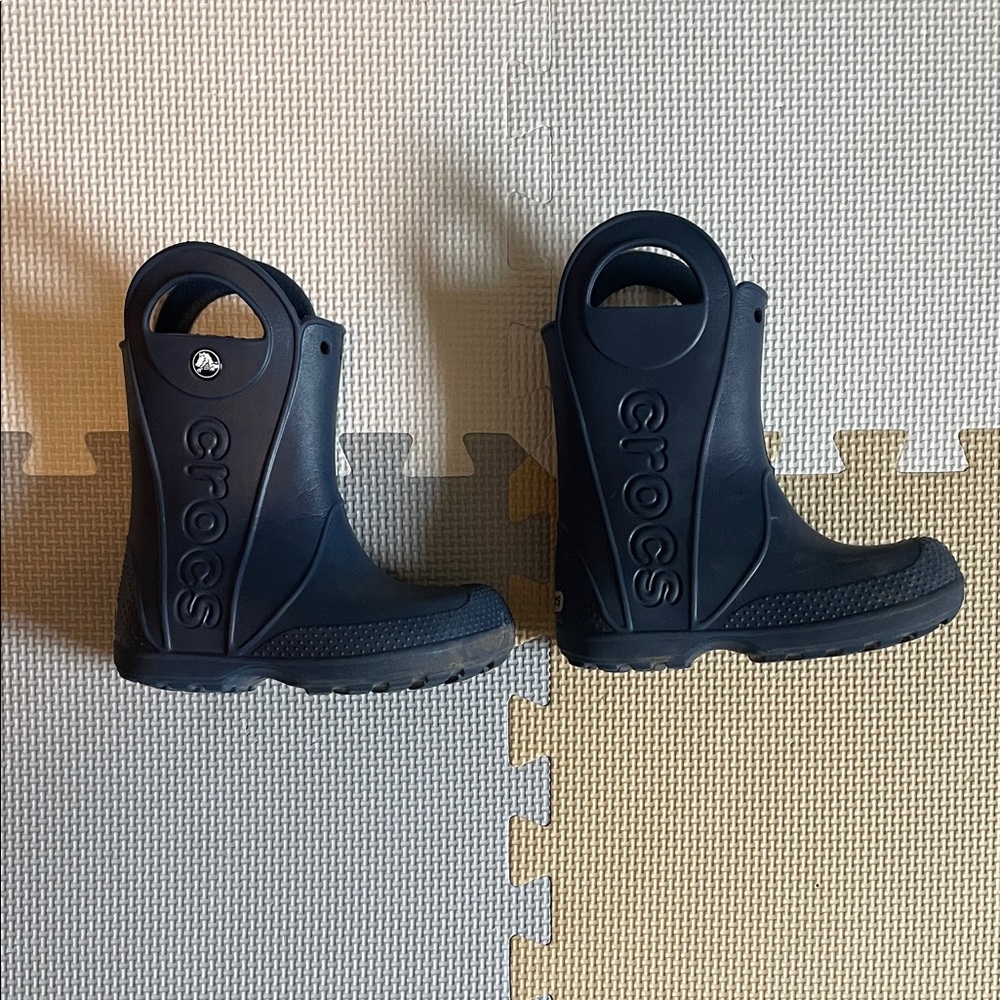 CROCS Kids Navy Blue Rain Boots